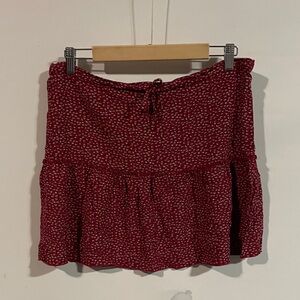 Brandy Melville Red Patterned Skirt